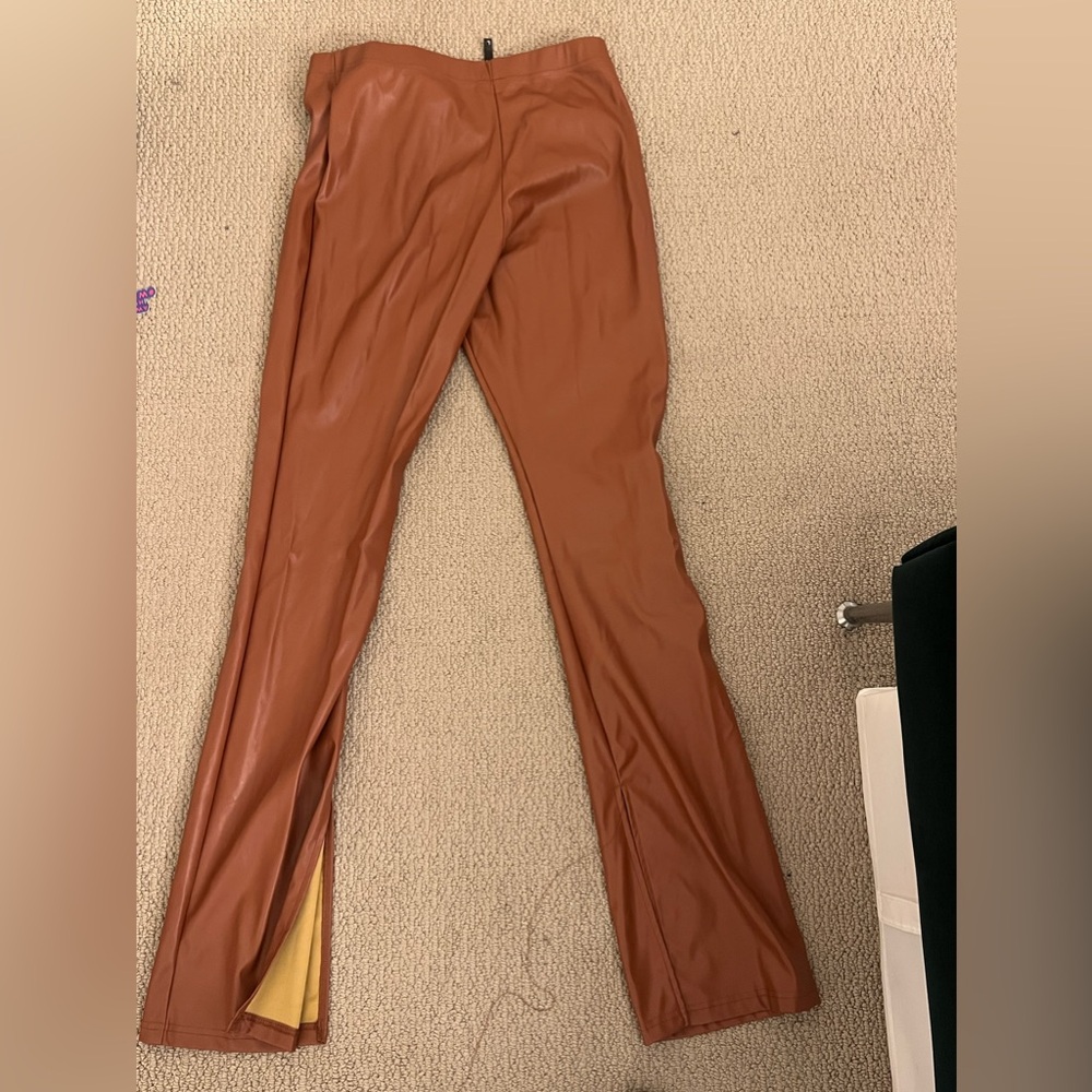 Brown leather pants